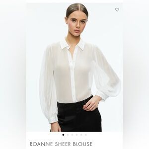 Alice Olivia Roanne Sheer Blouse Off White XS-S